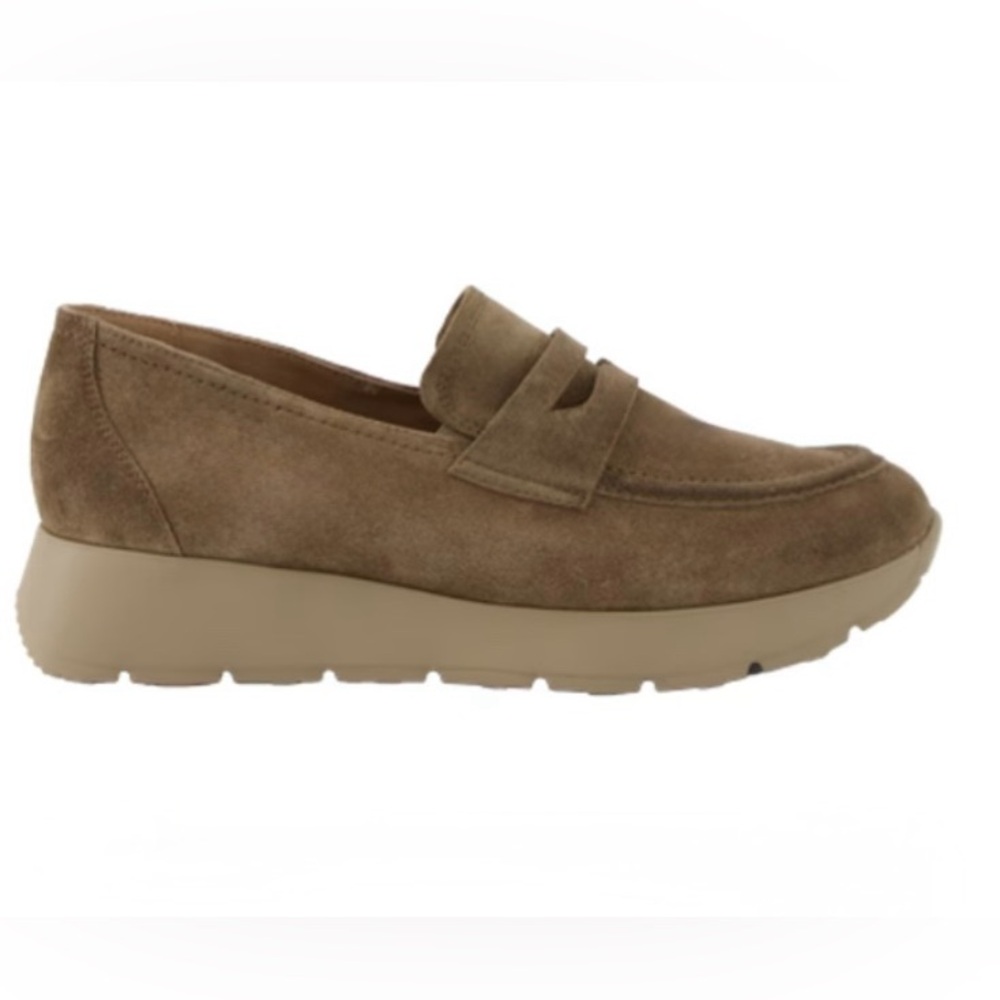 Tan suede Leather slip-ons loafers. Brand New in Box. Women’s US sizes